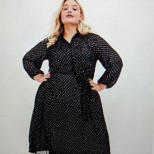 Black Shimmer Clip Dot Shirt Dress